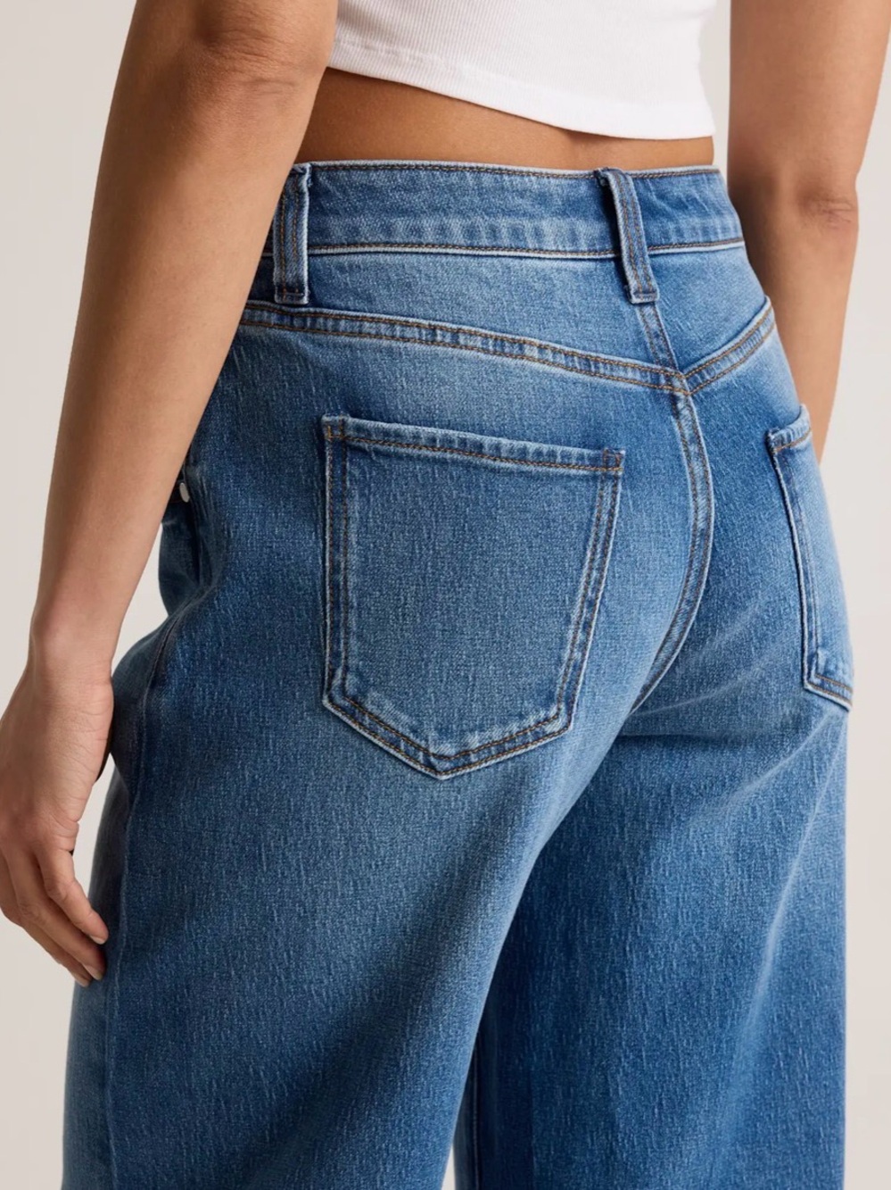 Quince Bella Stretch Barrel Jeans Blue Size 28 NWT - Picture 5 of 12